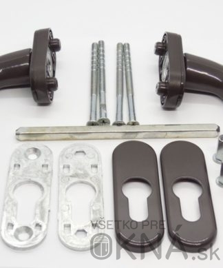 Balkónová kľučka MTS obojstranná TMAVOHNEDÁ RAL8018 s rozetou